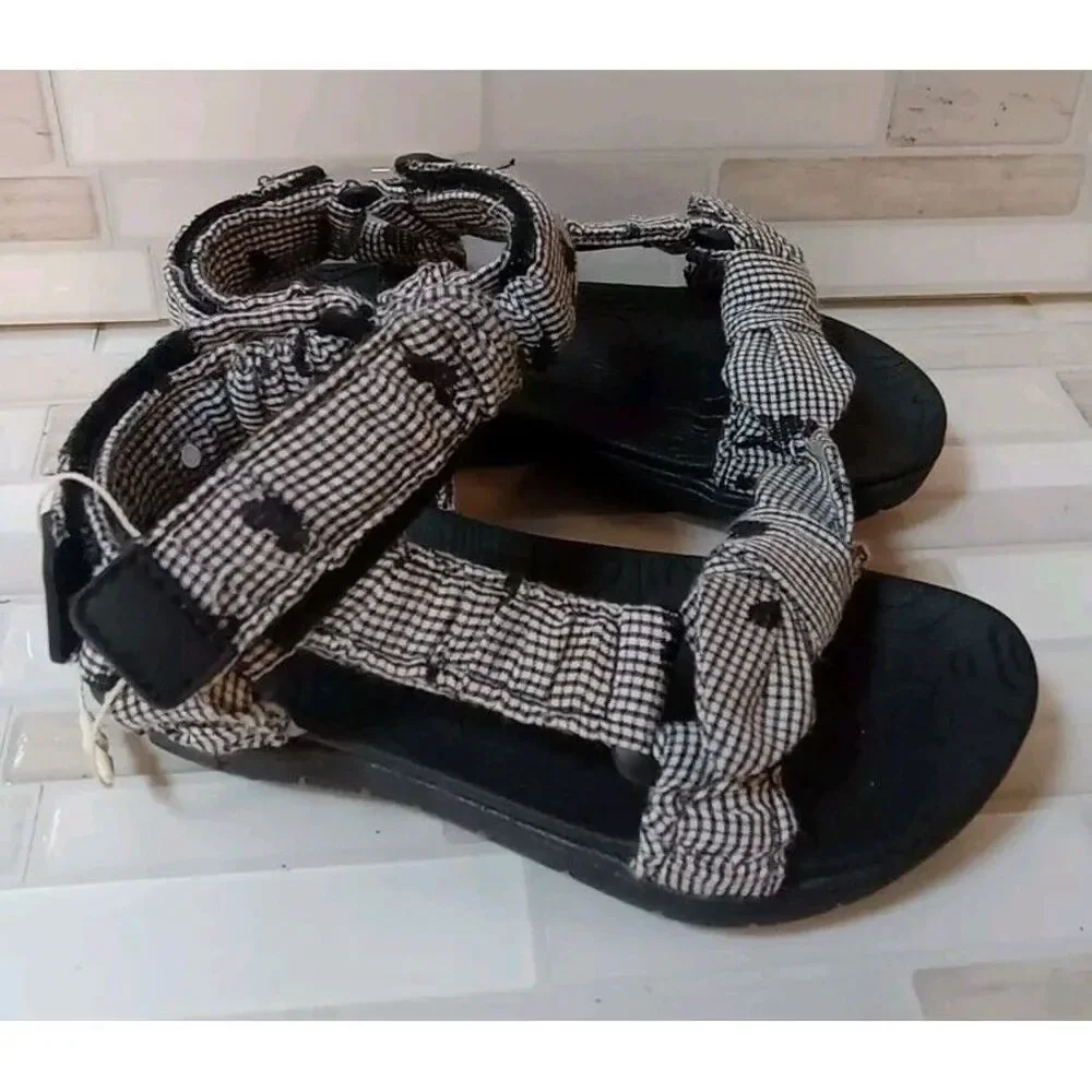 Zara Girl Toddler Black White Check Heart Print Sandals Size 7 (23)‎
